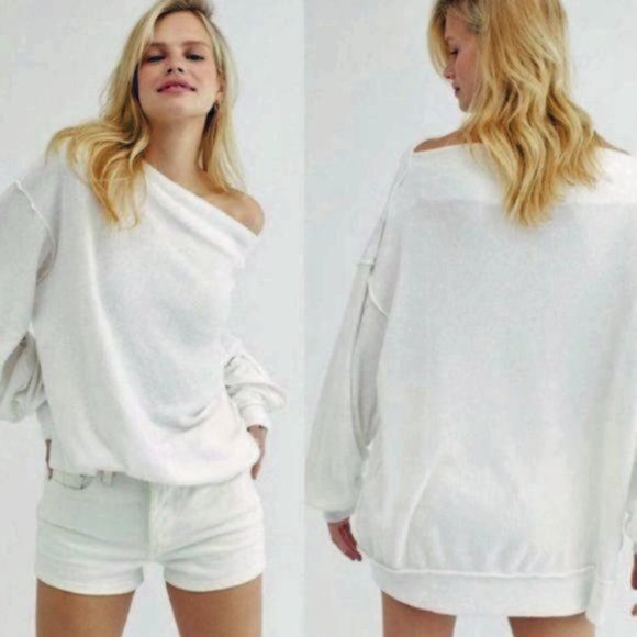 Free People Tops - Free People White Main Squeeze Hacci Shirt S/M NWT